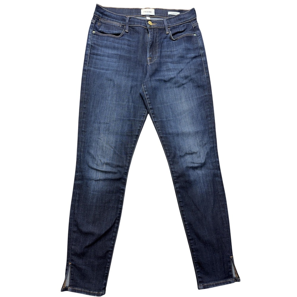 FRAME‎ Jeans Womens 27x26.5 Le High Skinny High Rise Blue Slit Hem Stretch